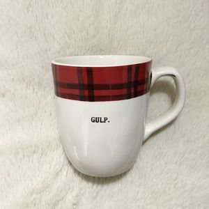 Rae Dunn GULP Plaid Ceramic Christmas Mug NWT New